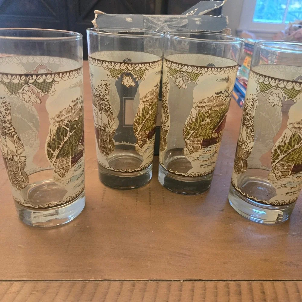 Johnson Brothers Friendly Village Cooler (4) Glasses Set Clear Farmhouse Cottage